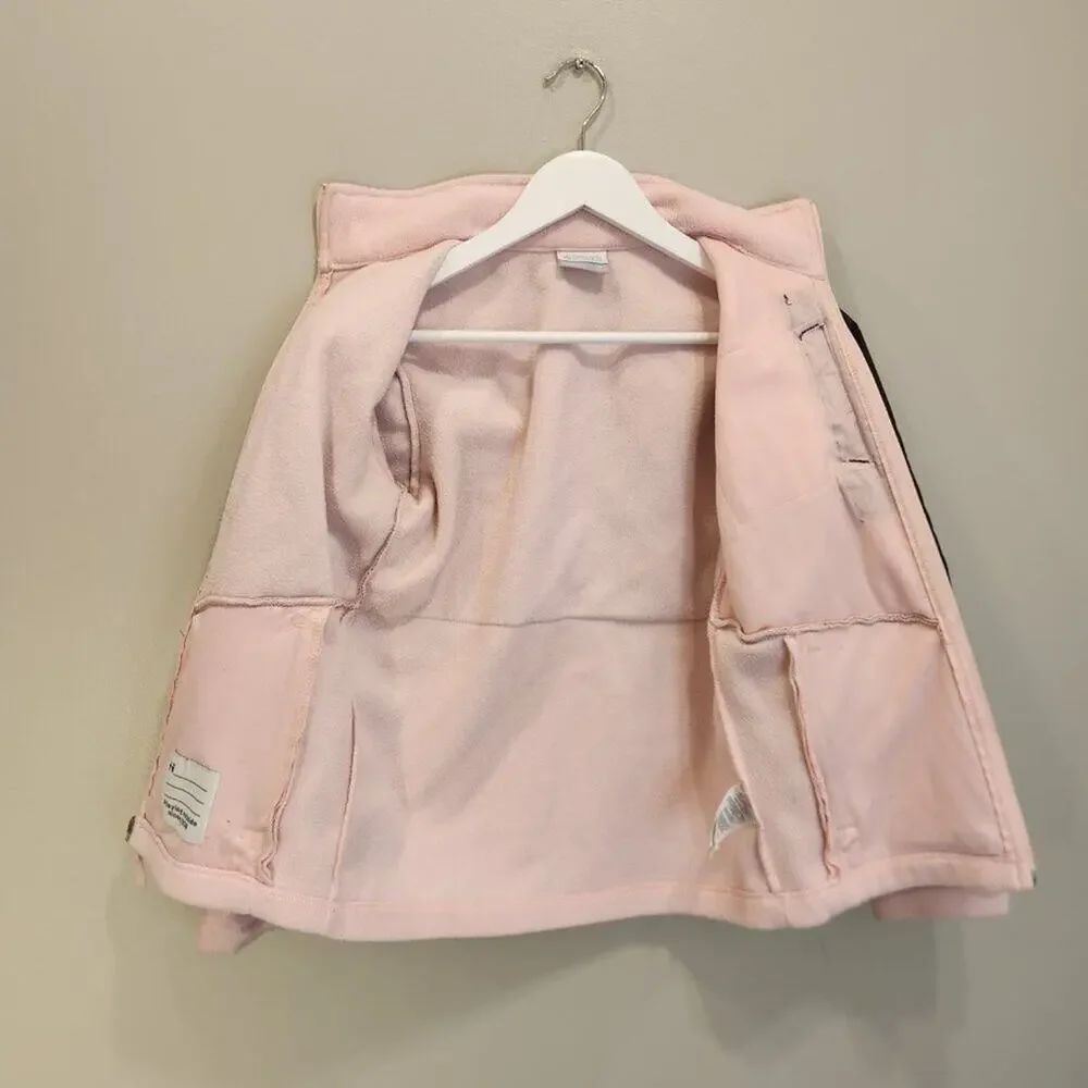 Columbia Girls Overlay Fleece Jacket Fall Warm Cozy Layer Pink - Size M (10/12)